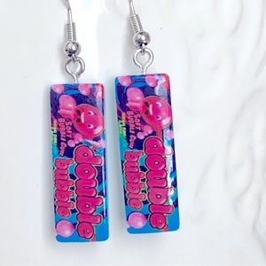 New Double Bubble Gum Candy Dangling Oversized Handmade Earrings Unique Gift
